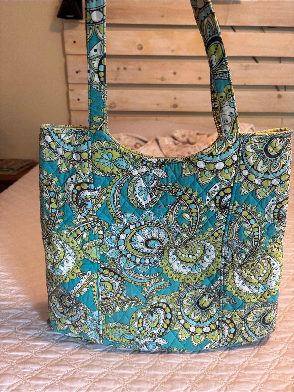 Vera Bradley Teal and Yellow Paisley Quilted Tote
